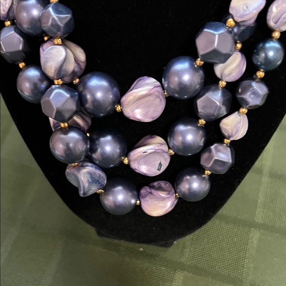 Vintage Elegant Multi-Strand Purple and Blue Necklace - Picture 6 of 8